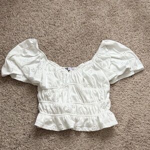 Soma White Eyelet Puff Sleeve Blouse
